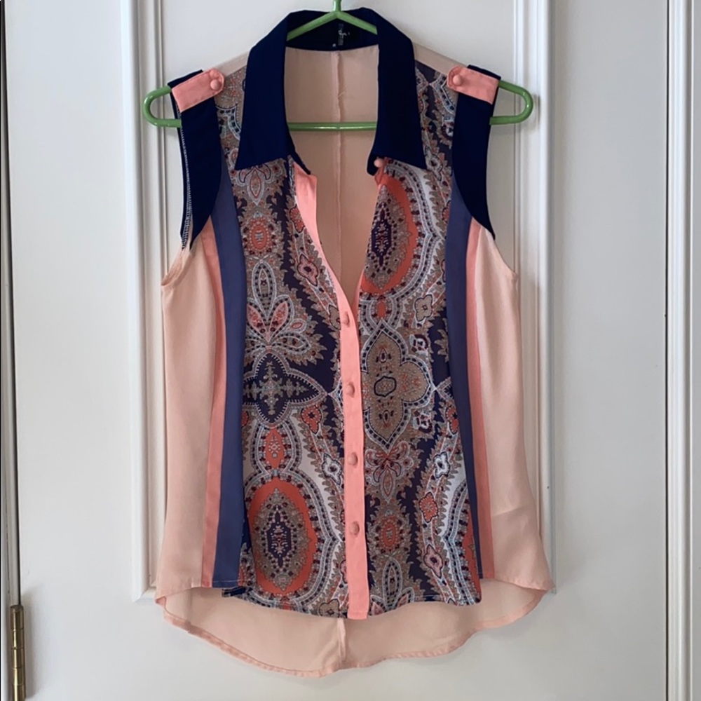 Ryu Button-Down Patterned Tank Top - image 1